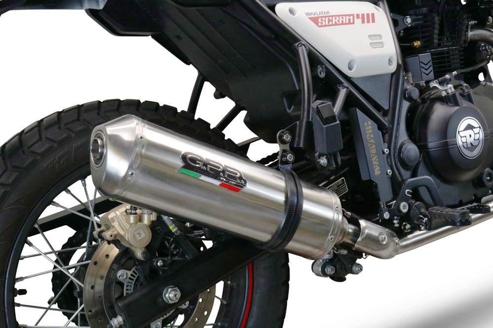 Egzoz ile uyumlu Royal Enfield Scram 411 2022-2024, Satinox , Egzoz yasal, onaylı, çıkarılabilir db killer ve bağlantı borulu susturucu 