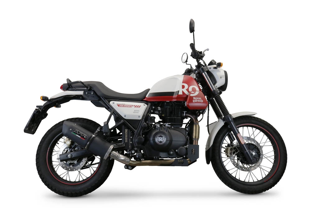 Egzoz ile uyumlu Royal Enfield Scram 411 2022-2024, Furore Nero, Yarış Sistemi Susturucu ve özel bağlantı borusu 