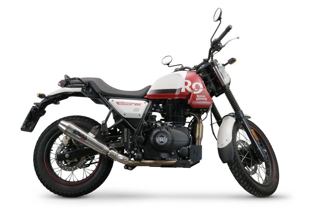 Egzoz ile uyumlu Royal Enfield Scram 411 2022-2024, Vintacone, Homologe sistem, orijinal katalizör ortadan kalkacak Susturucu ve özel bağlantı borusu 