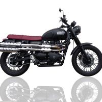 Egzoz ile uyumlu Triumph Scrambler 900 2006-2014, Deeptone Inox, Orijinal ısı kalkanı için bağlantı boruları dahil cilalı susturucuların çift takması 
