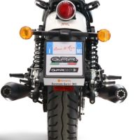 Egzoz ile uyumlu Royal Enfield Shotgun 650 2024-2025, Ultracone Black, Homologe sistem, orijinal katalizör ortadan kalkacak Double Susturucu ve özel bağlantı borusu 