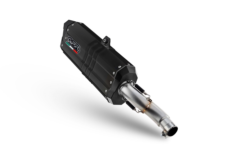 Egzoz ile uyumlu Benelli Trk 702 2023-2024, Hyper Sonic Black Titanium, Egzoz yasal, onaylı, çıkarılabilir db killer ve bağlantı borulu susturucu 