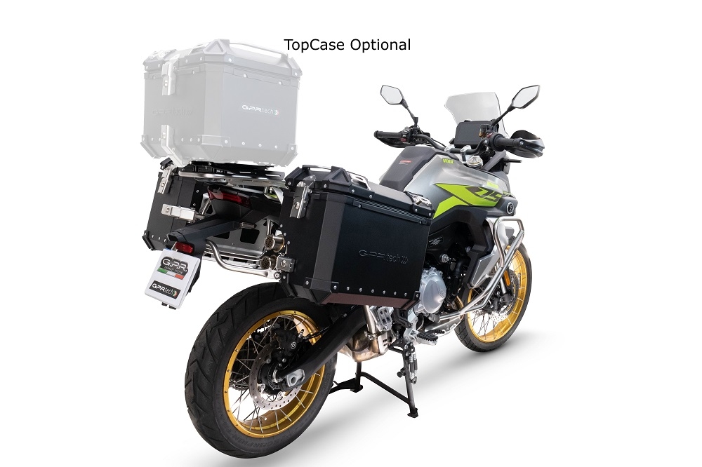 GPR TECH compatibel met  Voge 900DSX 2024/2025 e5 Sağ tarafı konturlu, siyah renkli, özel gümüş yan çanta tutuculu, alüminyumdan yapılmış yan çanta çifti siyah Kapasite 38 LT. + 32 LT.