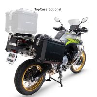 GPR TECH compatibel met  Voge 900DSX 2024/2025 e5 Sağ tarafı konturlu, siyah renkli, özel gümüş yan çanta tutuculu, alüminyumdan yapılmış yan çanta çifti siyah Kapasite 38 LT. + 32 LT.