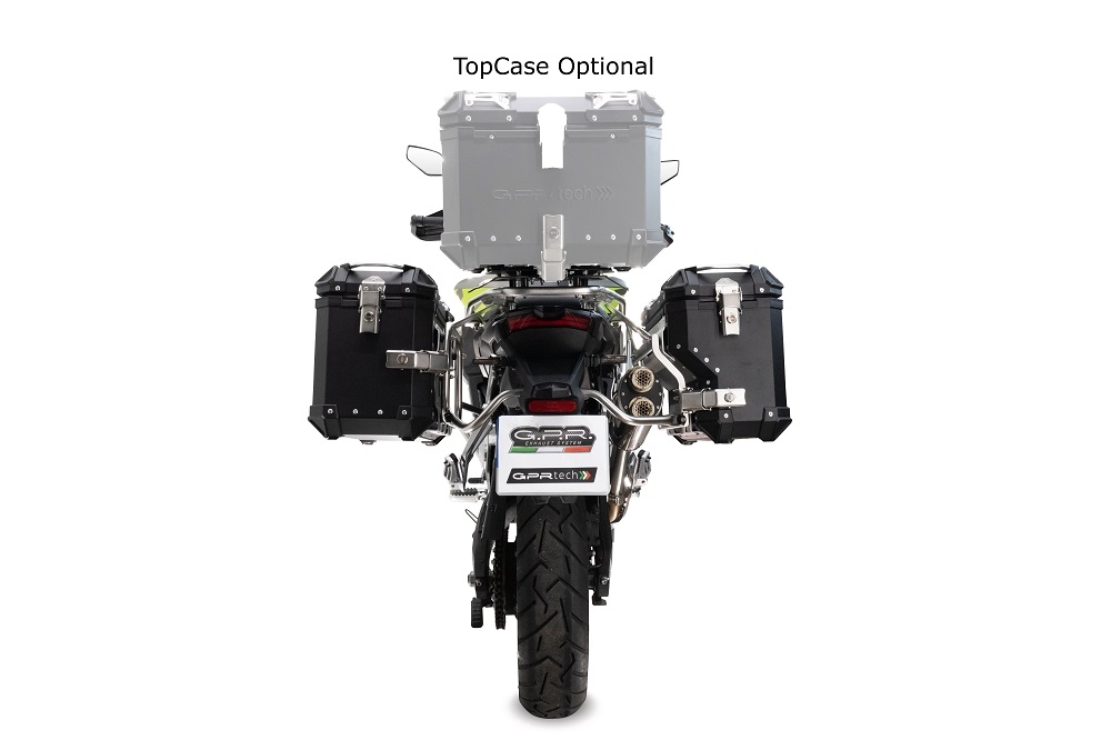 GPR TECH compatibel met  Voge 900DSX 2024/2025 e5 Sağ tarafı konturlu, siyah renkli, özel gümüş yan çanta tutuculu, alüminyumdan yapılmış yan çanta çifti siyah Kapasite 38 LT. + 32 LT.