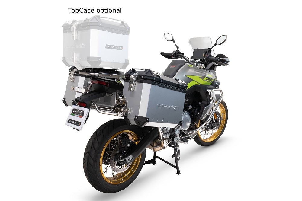 GPR TECH compatibel met  Voge 900DSX 2024/2025 e5 Sağ tarafı konturlu, siyah renkli, özel gümüş yan çanta tutuculu, alüminyumdan yapılmış yan çanta çifti Kapasite 38 LT. + 32 LT.
