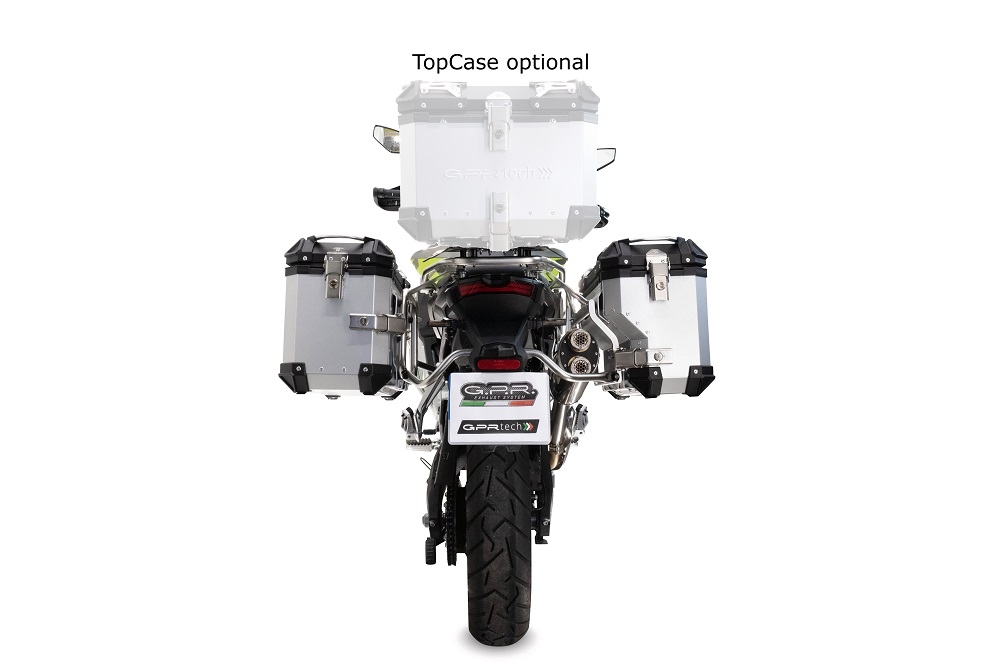 GPR TECH compatibel met  Voge 900DSX 2024/2025 e5 Sağ tarafı konturlu, siyah renkli, özel gümüş yan çanta tutuculu, alüminyumdan yapılmış yan çanta çifti Kapasite 38 LT. + 32 LT.
