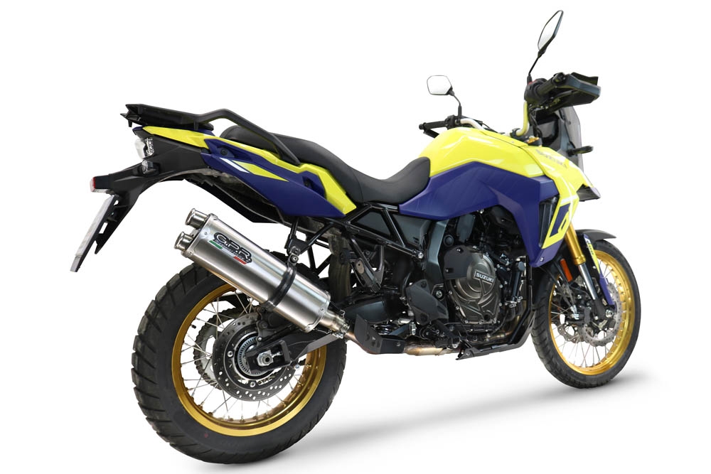 Egzoz ile uyumlu Suzuki V-STROM DL 800 DE - SE 2023-2025, Dual Inox, Egzoz yasal, onaylı, çıkarılabilir db killer ve bağlantı borulu susturucu 