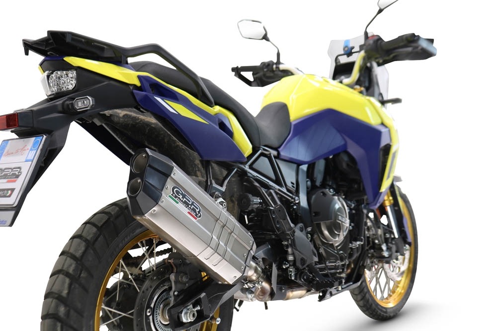 Egzoz ile uyumlu Suzuki V-STROM DL 800 DE - SE 2023-2025, Hyper Sonic Titanium, Egzoz yasal, onaylı, çıkarılabilir db killer ve bağlantı borulu susturucu 