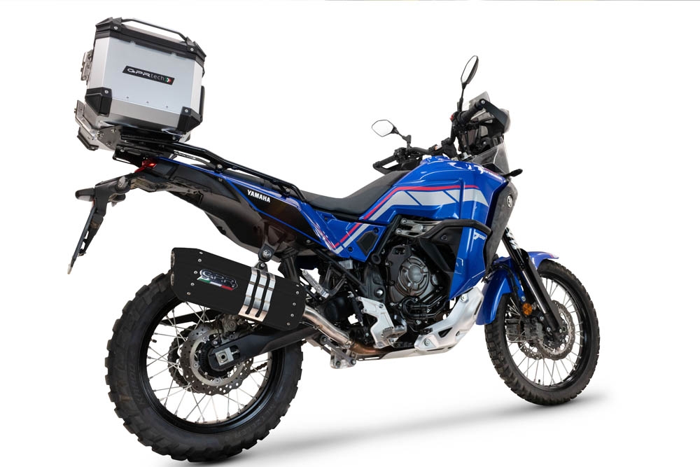 Egzoz ile uyumlu Yamaha Tenere 700 2025-2026, Hyper Sonic Black Titanium, Egzoz yasal, onaylı, çıkarılabilir db killer ve bağlantı borulu susturucu 