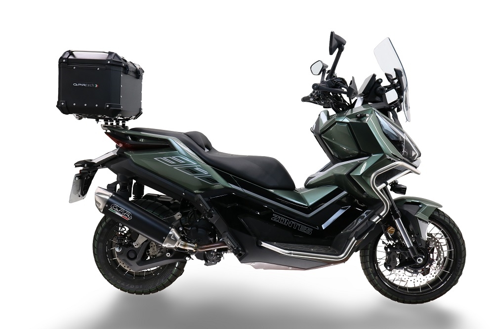 Topkoffer GPR TECH compatibel met  Zontes 368 G 2025/2026 Alüminyum, gümüş renginde üst kasa, tavan rafı ve özel plaka dahil Kapasite Litre 35