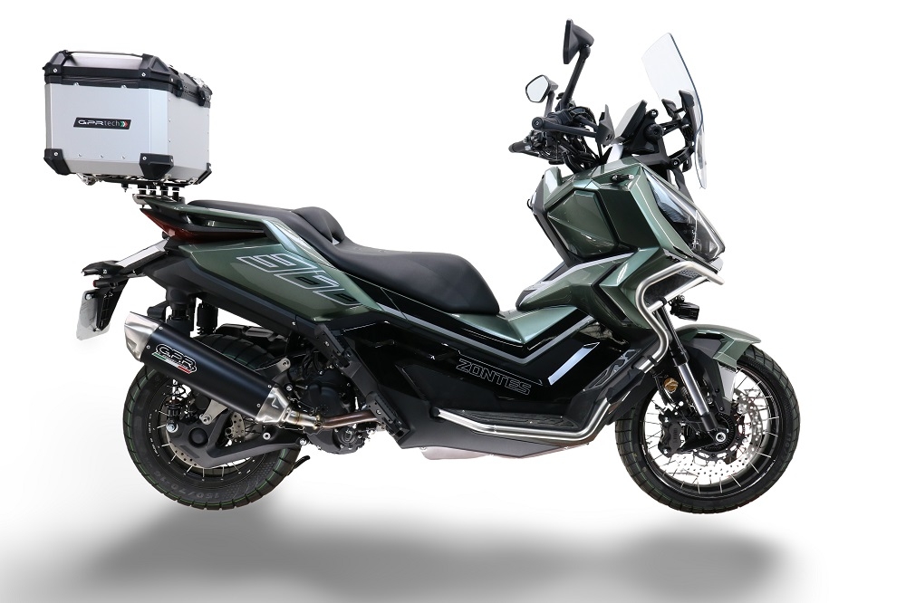 Topkoffer GPR TECH compatibel met  Zontes 368 G 2025/2026 Alüminyum, gümüş renginde üst kasa, tavan rafı ve özel plaka dahil Kapasite Litre 35